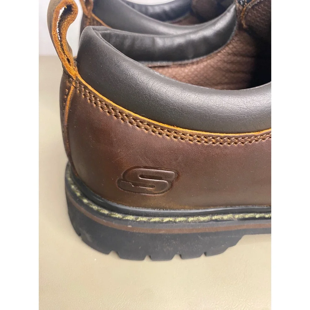 Skechers Mens Brown Leather Tom Cats Boots Utility Shoes Brown 11 Extra Wide